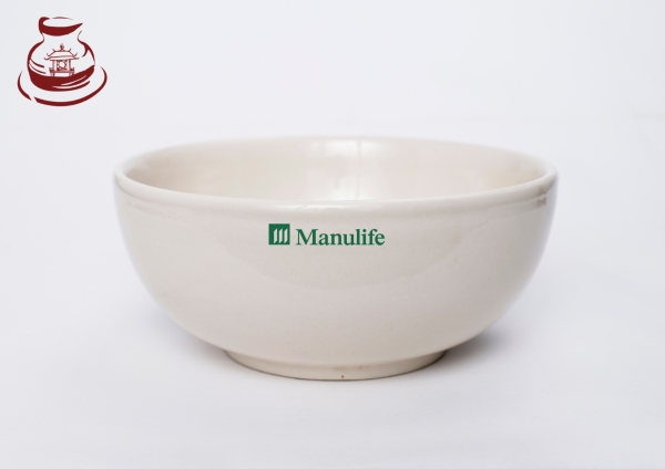 Ceramic bowl with logo printed